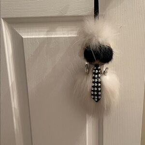 Karl Lagerfeld FurBlack & White Bag Charm/ Key Ring